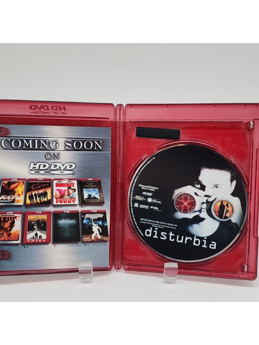 Disturbia HD DVD Movie Thriller Starring Shia LaBeouf In Red Case With Disc - Picture 3 of 3
